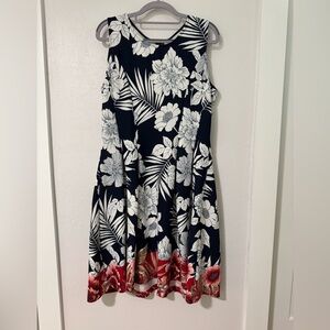 Zara Navy Floral Sundress with Red Hem